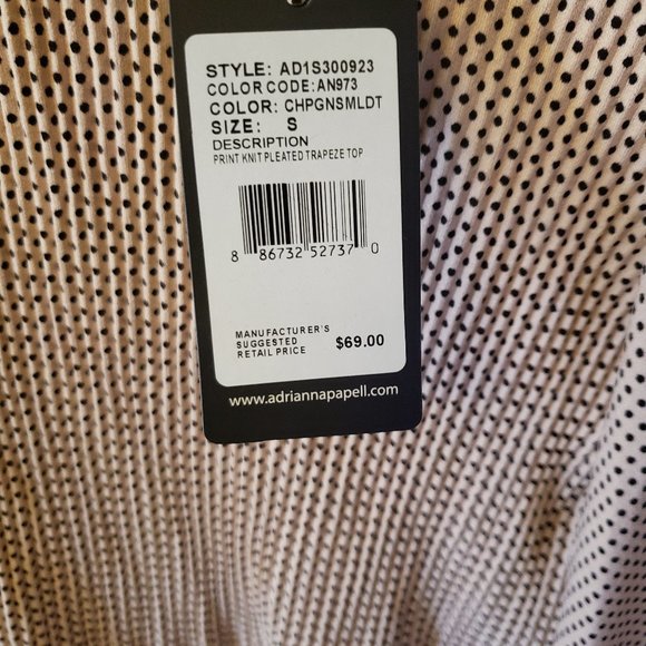 Womens Blouse size small NWT Adrianna Papell shirt small top designer boutique S - Picture 4 of 6